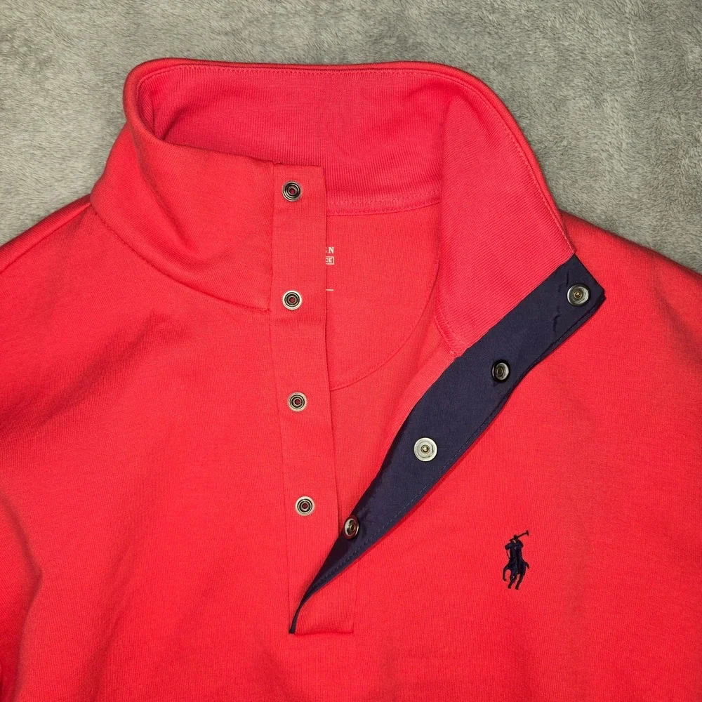 Polo Ralph Lauren Performance Mens Red Snap Mock Neck Sweatshirt Small